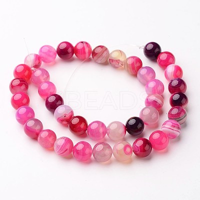 Natural Striped Agate/Banded Agate Beads Strands G-D845-01C-8mm-1