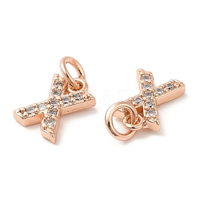 Brass Micro Pave Grade AAA Cubic Zirconia Charms ZIRC-P067-11RG-X-NR-1
