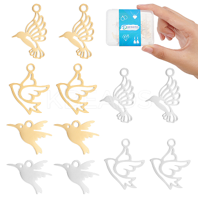 36Pcs 6 Style 304 Stainless Steel Charms STAS-DC0008-87-1