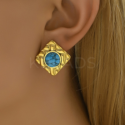 304 Stainless Steel Rhombus Stud Earrings VU3141-2-1