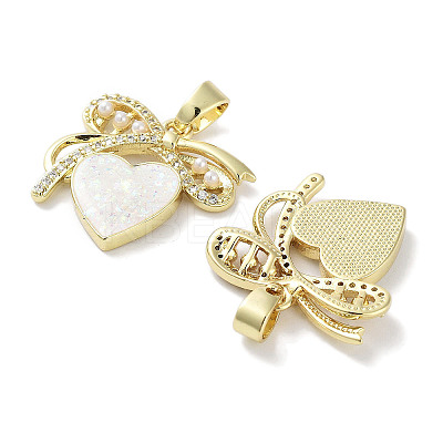 Brass Micro Pave Clear Cubic Zirconia Pendants KK-L213-017G-02-1