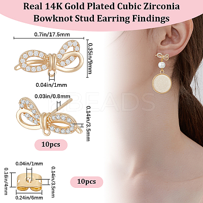 5 Pairs Rack Plating Brass Micro Pave Cubic Zirconia Earring Findings KK-BBC0011-72-1