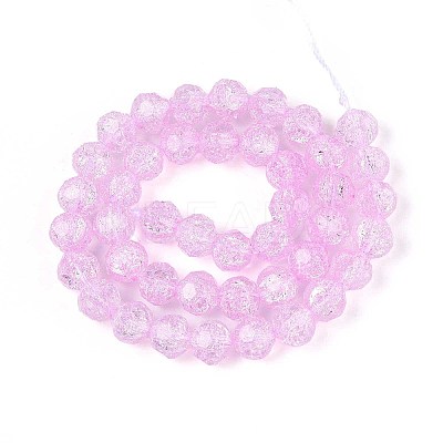 Transparent Crackle Glass Beads Strands GLAA-N053-10mm-08-1