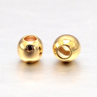 Real Gold Plated Brass Round Spacer Beads Y-KK-L147-197-2.5mm-NR-1