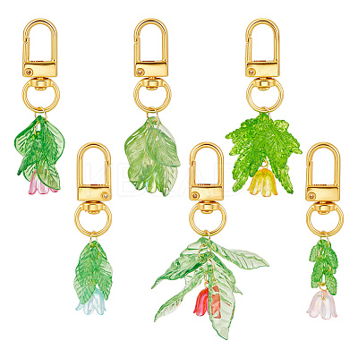 6Pcs Lily of the Valley Acrylic Pendant Decoration HJEW-DR00144-1