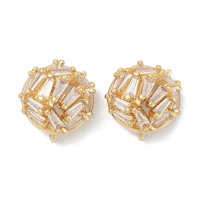 Brass Micro Pave Cubic Zirconia Stud Earring Findings KK-Z094-12G-1
