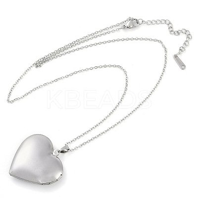 Anti-Tarnish 304 Stainless Steel Heart Locket Pendant Cable Chain Necklaces for Women NJEW-M050-04E-P-1