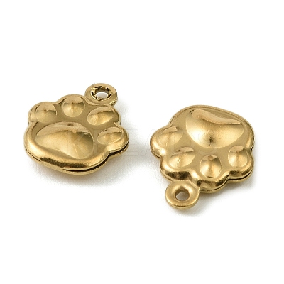 304 Stainless Steel Charms. Paw Print Charm STAS-A190-07G-1