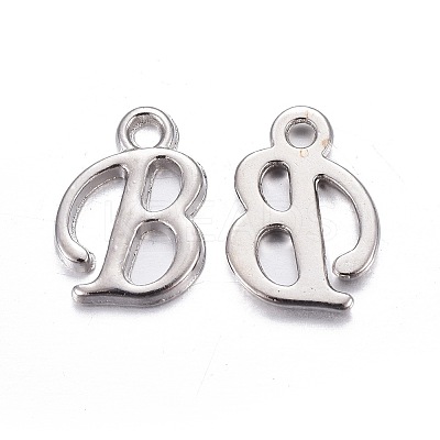 Platinum Plated Alloy Letter Pendants PALLOY-P097-02-B-1