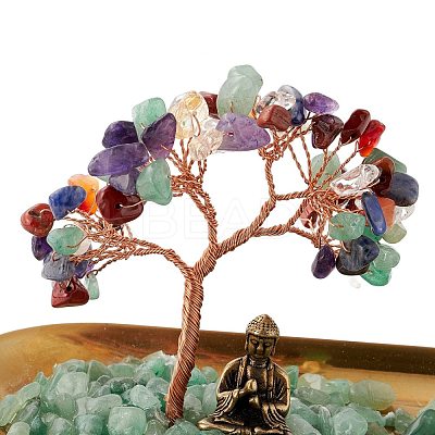 Natural Gemstone Chips with Brass Incense Burner Holder DJEW-G027-19RG-02-1
