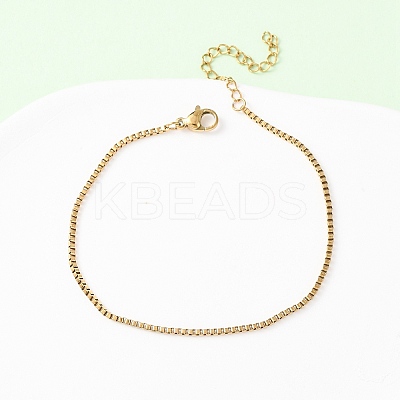 304 Stainless Steel Box Chain Bracelets BJEW-C134-01E-G-1
