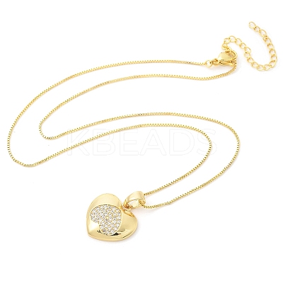 Brass Micro Pave Clear Cubic Zirconia Pendant Necklaces for Women NJEW-M084-02G-03-1