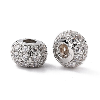 Eco-Friendly Brass Micro Pave Cubic Zirconia Beads ZIRC-C027-15P-RS-1