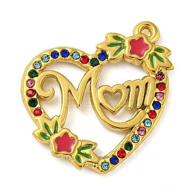 Ion Plating(IP) Real 18K Gold Plated 304 Stainless Steel Rhinestone Pendants STAS-P341-13G-02-1