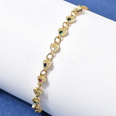 Brass Micro Pave Cubic Zirconia Link Bracelets BJEW-H639-10G-1