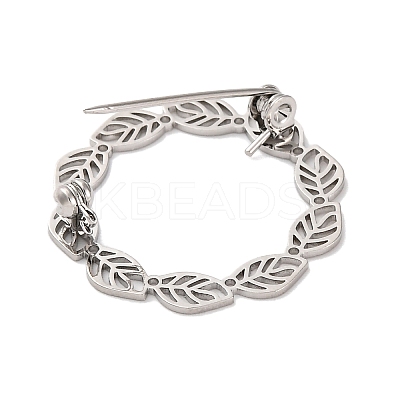 Hollow Leaf Ring Brass Brooches for Women JEWB-Z032-01P-1