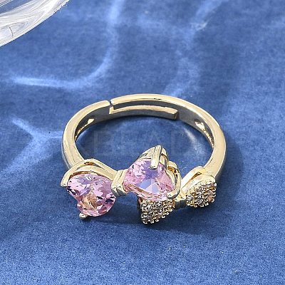 Brass Micro Pave Clear Cubic Zirconia Cuff Open Rings CU-CBA5C10-15G-1
