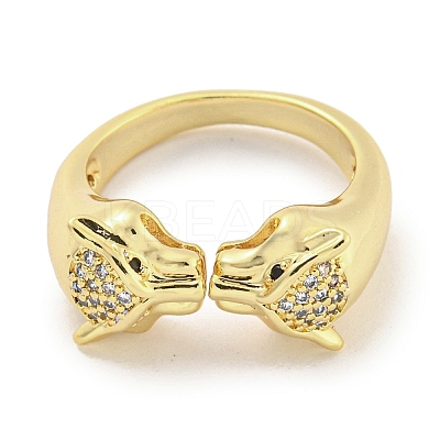 Brass Micro Pave Cubic Zirconia Cuff Rings RJEW-I103-009G-1