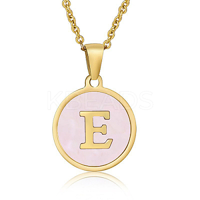 Natural Shell Initial Letter Pendant Necklace LE4192-11-1
