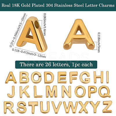 26Pcs 26 Styles 304 Stainless Steel Charms STAS-BBC0006-79-1