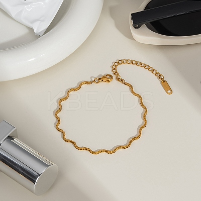 304 Stainless Steel Rope Chain Bracelets for Women BJEW-C129-07G-1