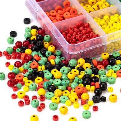 240Pcs Round & Flat Round Synthetic Turquoise Beads and 4 Styles Glass Seed Beads DIY-LS0003-09-1