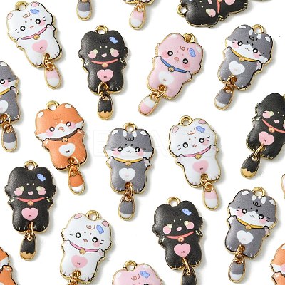 40Pcs 5 Style Alloy Printed Pendants FIND-CJ0001-27-1