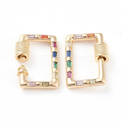 Brass Micro Pave Cubic Zirconia Screw Carabiner Lock Charms ZIRC-L093-57G-1