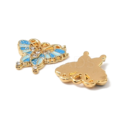 304 Stainless Steel with Crystal Rhinestone Enamel Charms STAS-G358-06G-01-1