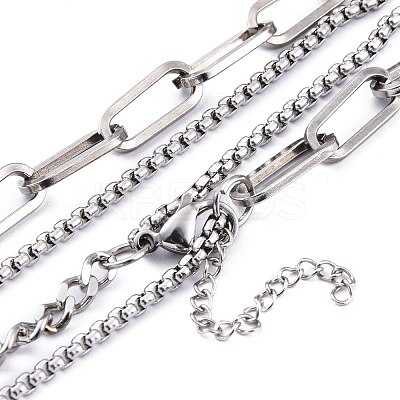 Non-Tarnish 304 Stainless Steel Double Layer Necklaces NJEW-M181-07P-1