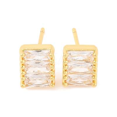 Brass Micro Pave Cubic Zirconia Stud Earrings for Women EJEW-U015-04G-01-1