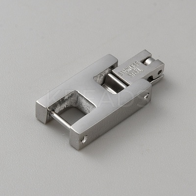 Rectangle Stainless Steel Watch Band Clasps STAS-WH0048-08B-P-1