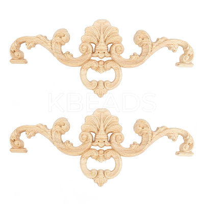 Natural Solid Wood Carved Onlay Applique Craft WOOD-FH0001-24-1