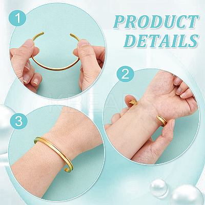 4Pcs 2 Colors C-Shaped 201 Stainless Steel Grooved Cuff Bangles STAS-UN0065-25A-1