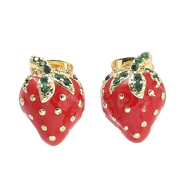Brass Enamel Stud Earrings LS-EJEW-Q017-04G-1