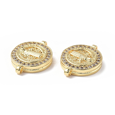 Eco-Friendly Rack Plating Brass Micro Pave Clear Cubic Zirconia Connector Charms KK-F845-03G-1