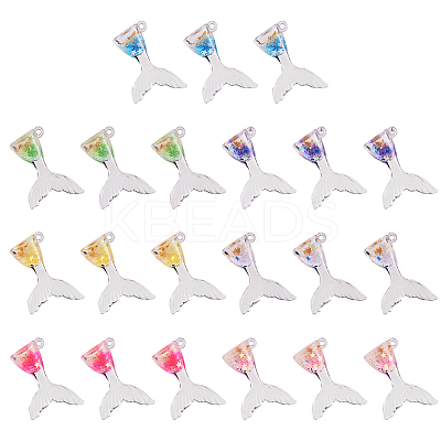 28Pcs 7 Colors Luminous Transparent Resin Pendants RESI-TA0002-08-1