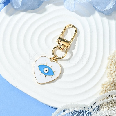 Heart with Evil Eye Alloy Enamel Pendant Decorations HJEW-YW00017-03-1