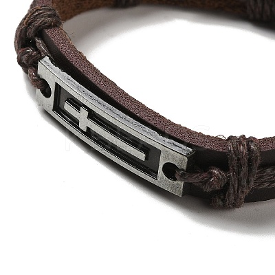 Alloy Rectangle with Cross Link Bracelet BJEW-C037-01B-1