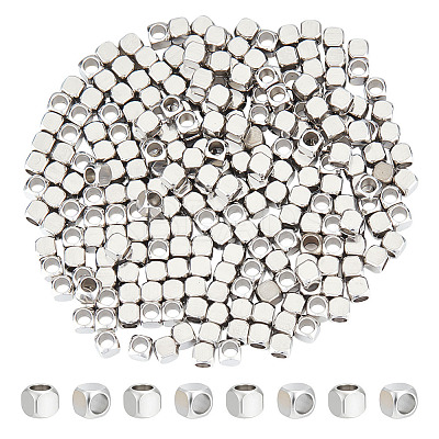 250Pcs 201 Stainless Steel Beads STAS-ME0002-50-1