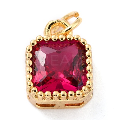 Real 18K Gold Plated Brass Inlaid Cubic Zirconia Charms ZIRC-L100-073G-04-1