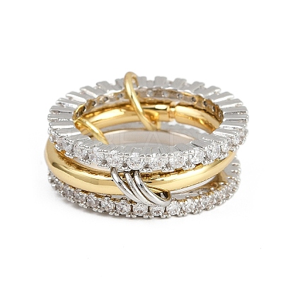 Brass Micro Pave Cubic Zirconia Plain Band Finger Rings for Women RJEW-P160-01B-G01-1