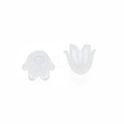 6-Petal Imitation Jelly Acrylic Bead Caps JACR-T002-02G-1