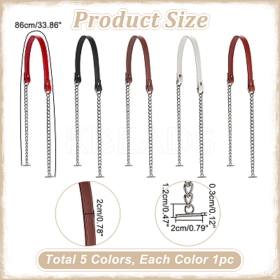 5Pcs 5 Colors Imitation Leather Bag Straps FIND-WR0010-20-1