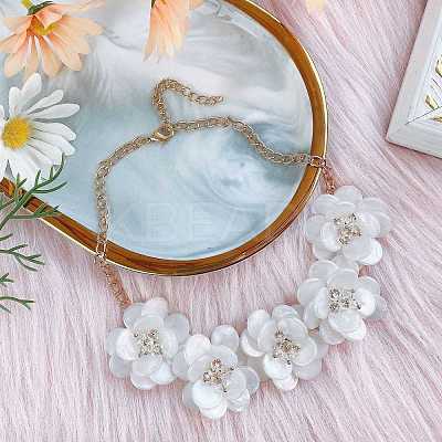 Flower Natural Shell Bib Necklaces for Women FS-WGF0490-01-1