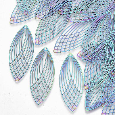 Ion Plating(IP) 201 Stainless Steel Filigree Pendants STAS-R102-20-1