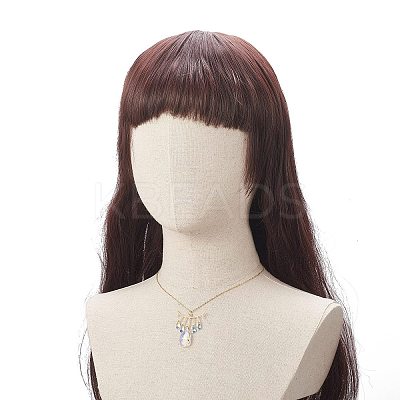 Teardrop Glass Pendant Necklace NJEW-JN04231-1