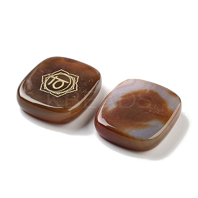 Natural Carnelian Rectangle with Chakra Sign Figurines Display Decorations DJEW-K025-02A-1