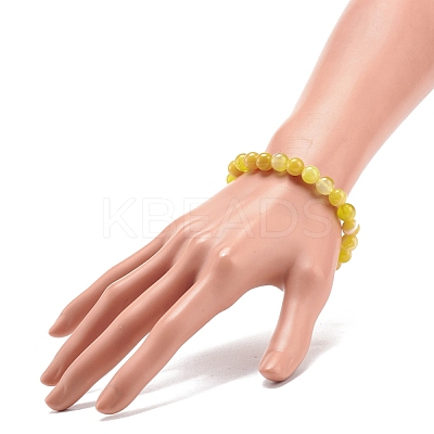 Natural Agate Round Beaded Stretch Bracelet BJEW-JB08396-1