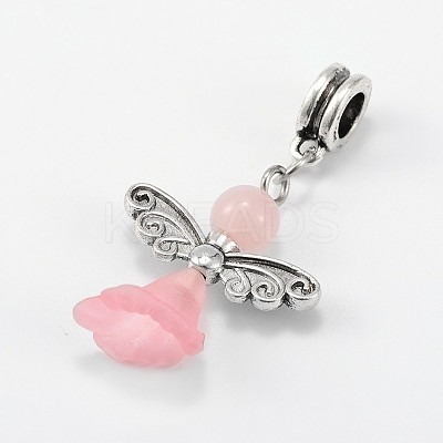 Lovely Wedding Dress Angel Alloy European Dangle Large Hole Pendants PALLOY-JF00002-02-1